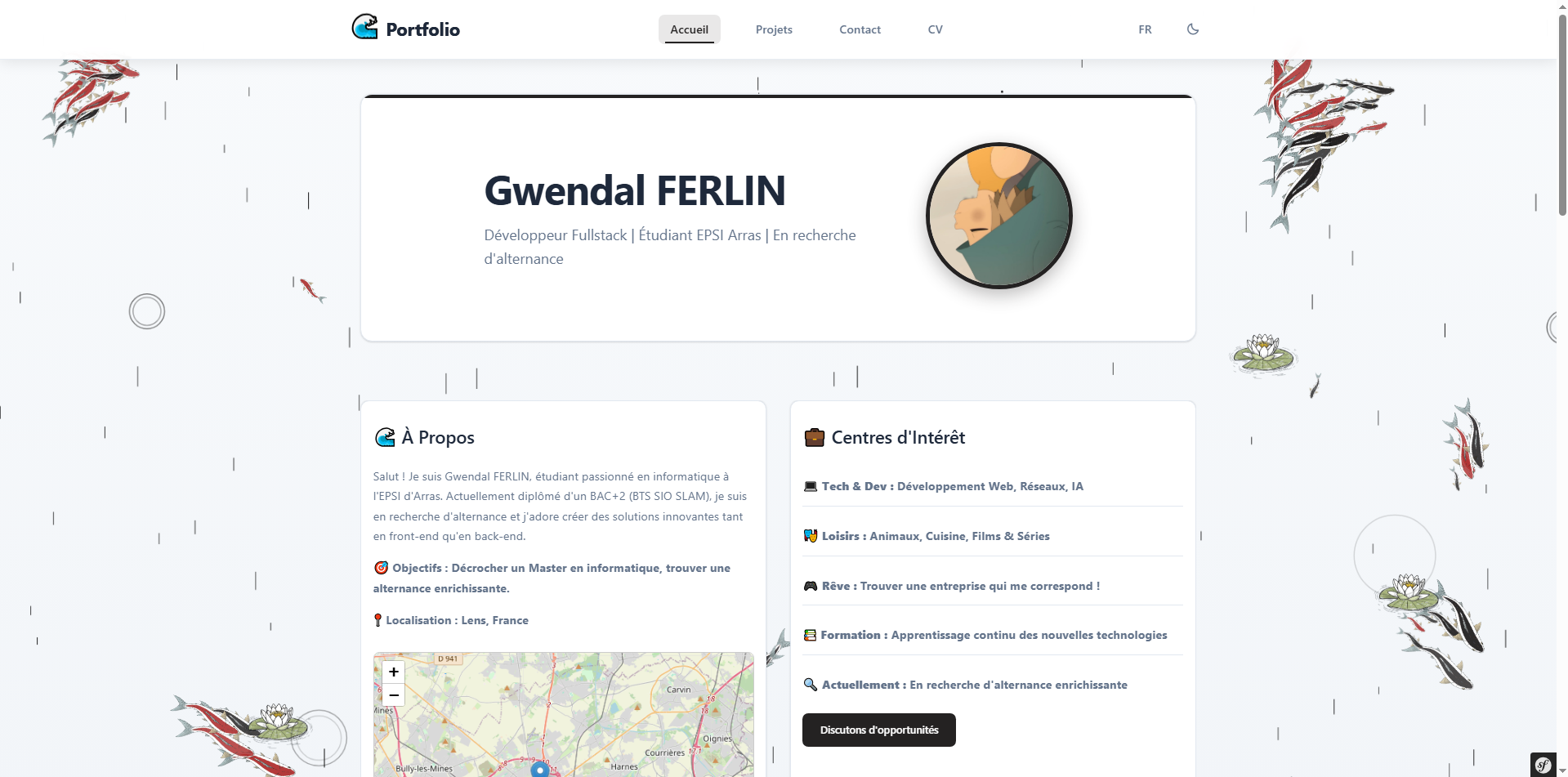 Portfolio - Page d'accueil avec animations