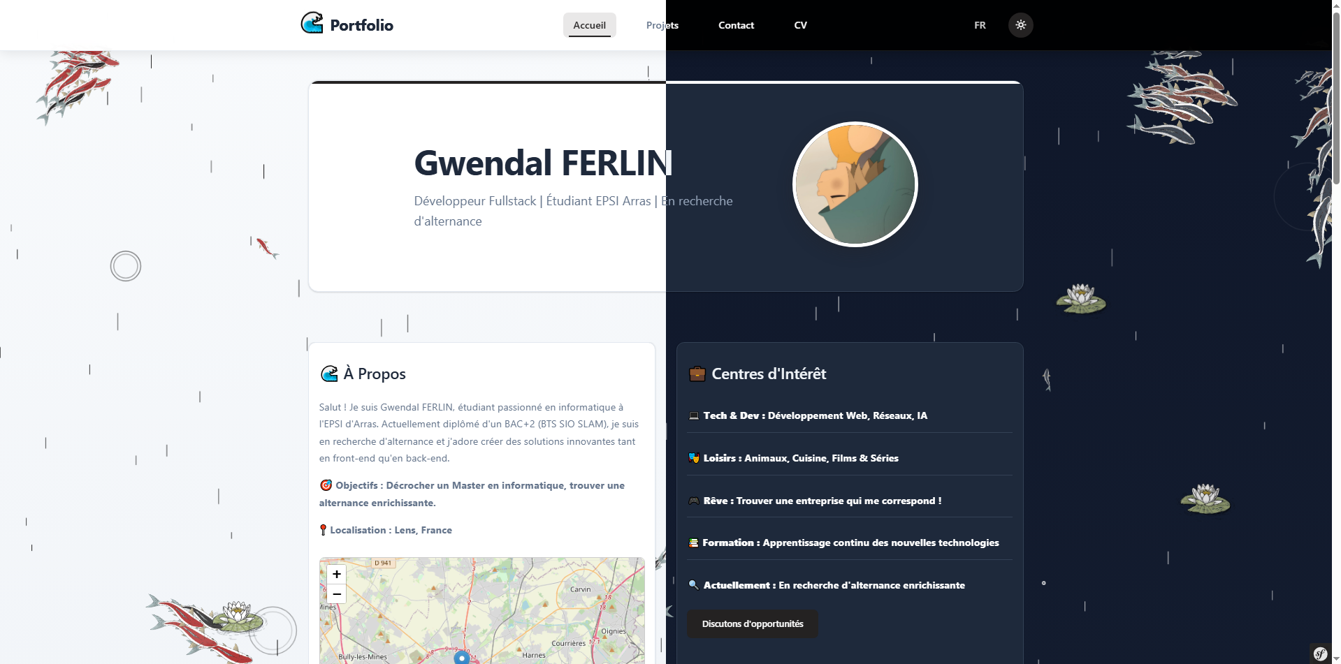 Portfolio - Mode sombre/clair